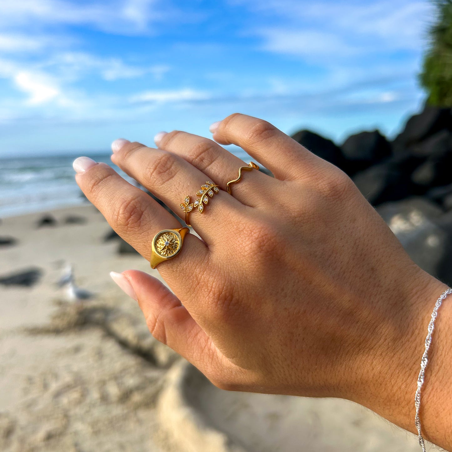 Waves Gold Plated Ring