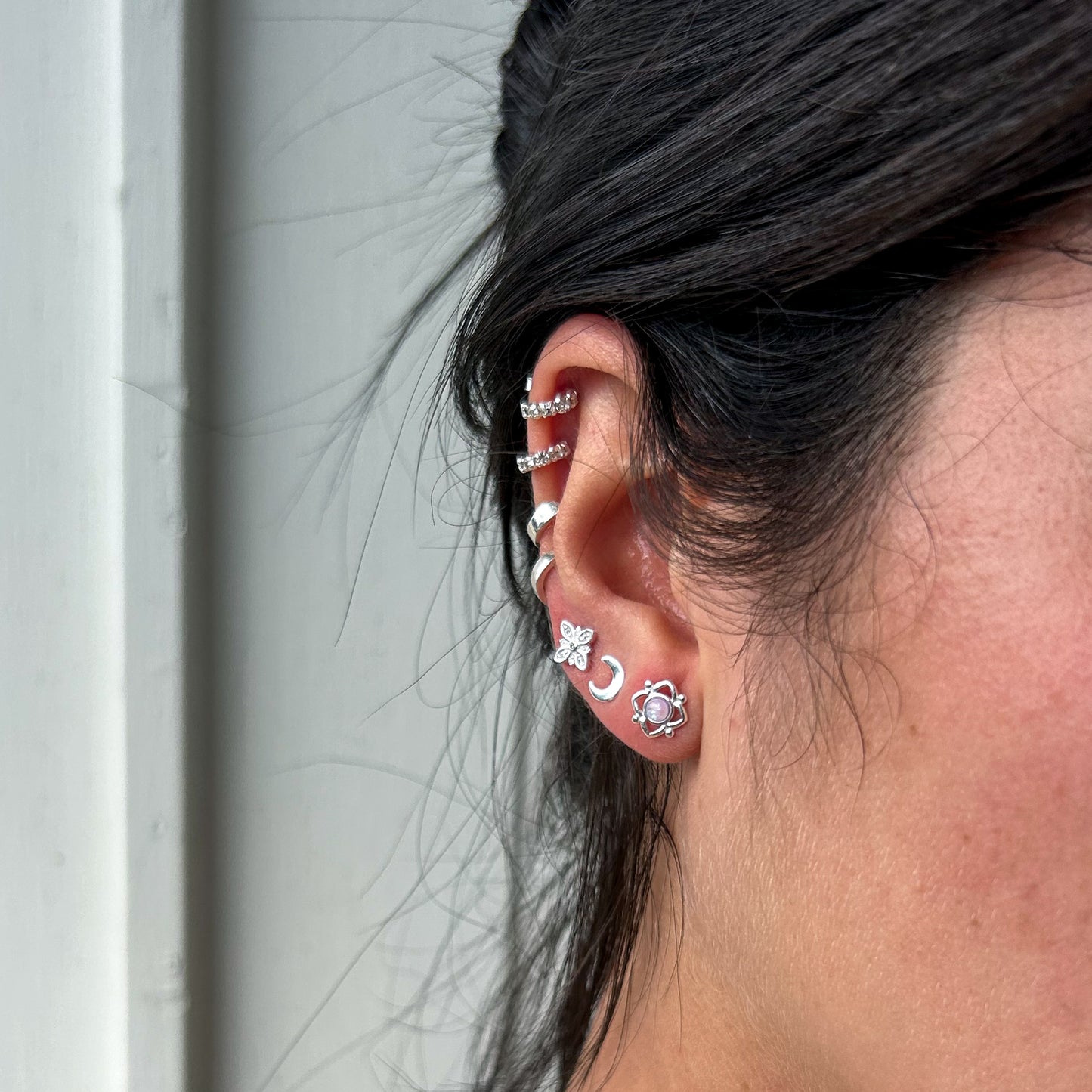 Crystal Flower Ear Stud I