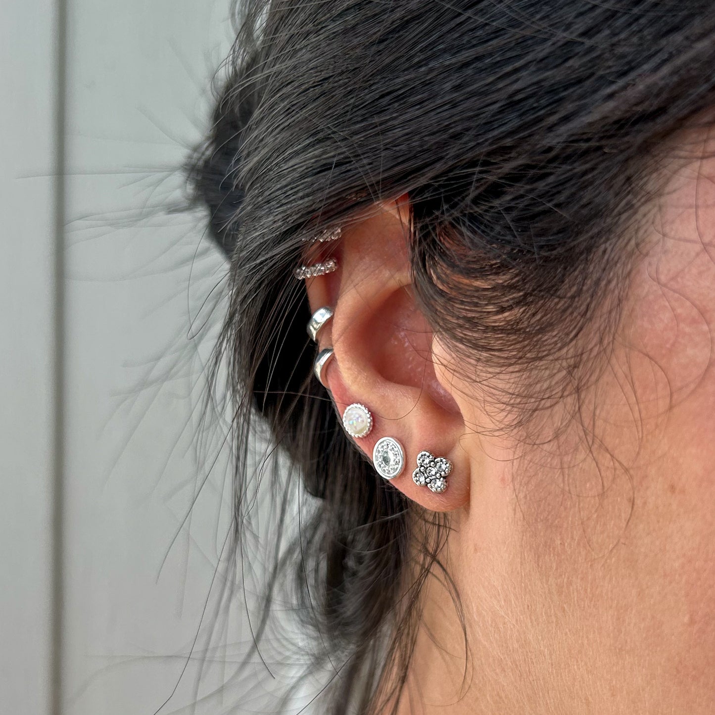 Round Crystal Ear Stud